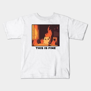 This Is Fine Meme Funny Kids T-Shirt